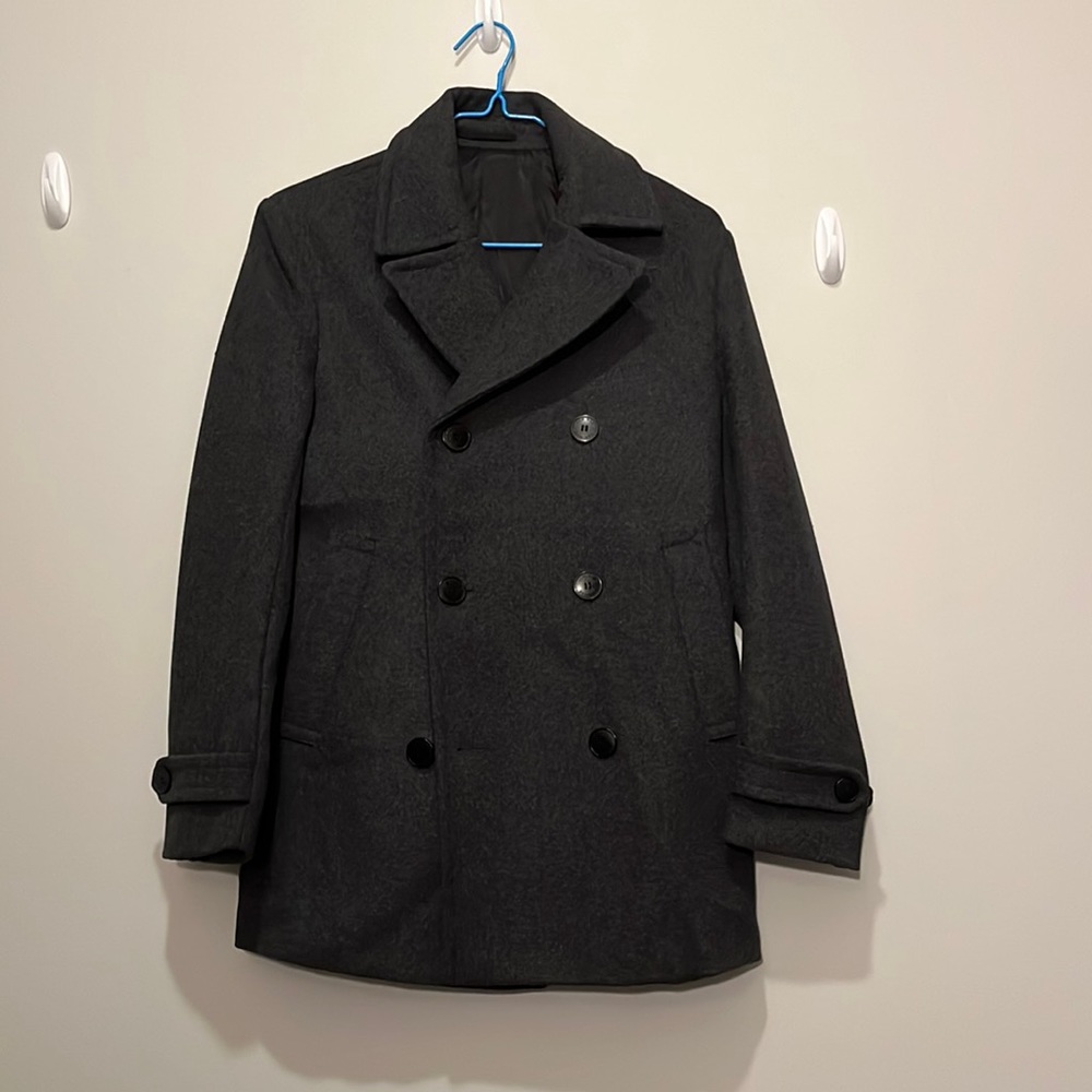 COPY - H&M wool-blend pea coat grey 99% new